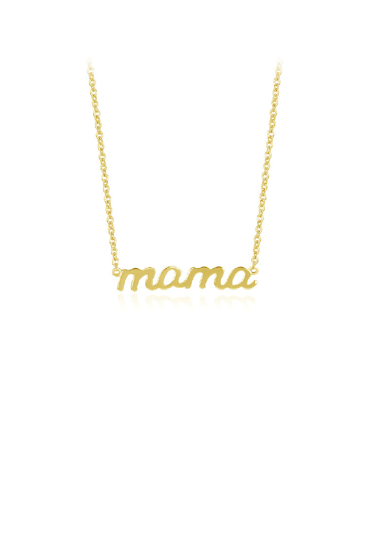 925 Sterling Silver Plated Gold Fashion Simple Alphabet Mama Pendant with Necklace