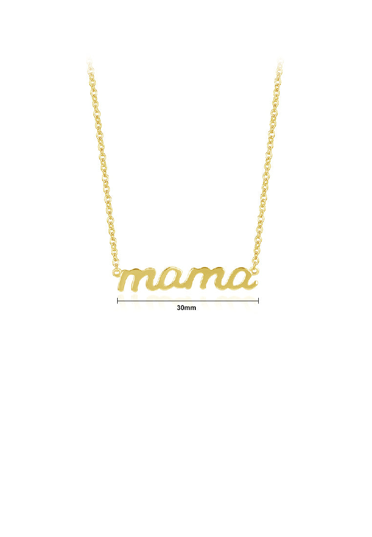 925 Sterling Silver Plated Gold Fashion Simple Alphabet Mama Pendant with Necklace