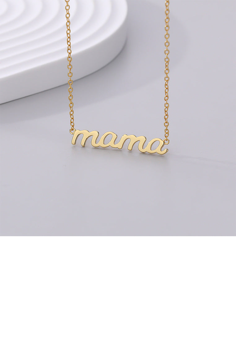 925 Sterling Silver Plated Gold Fashion Simple Alphabet Mama Pendant with Necklace