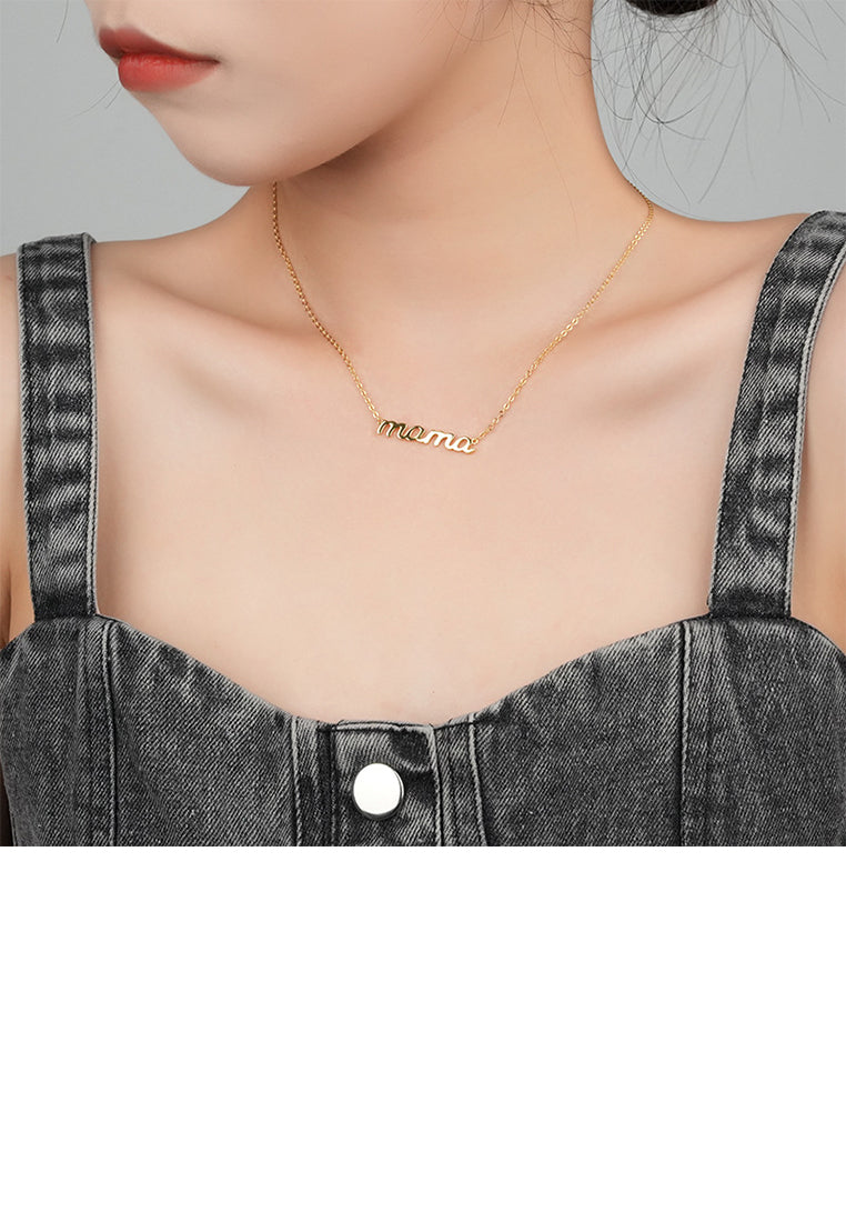 925 Sterling Silver Plated Gold Fashion Simple Alphabet Mama Pendant with Necklace