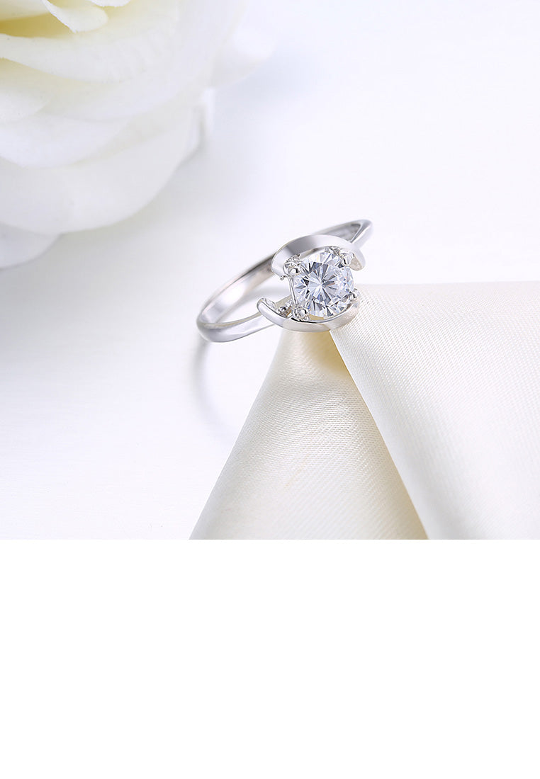 925 Sterling Silver Fashion Simple Geometric Cubic Zircon Adjustable Ring