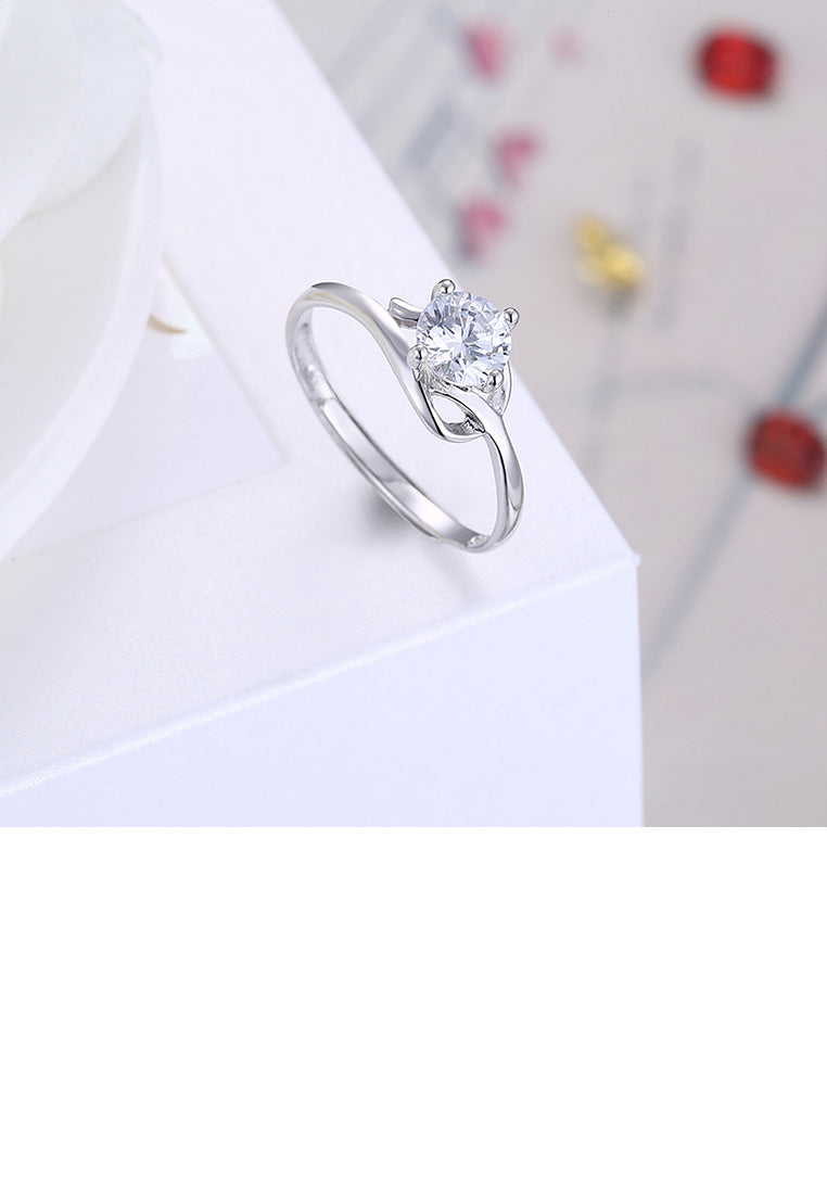 925 Sterling Silver Fashion Romantic Geometric Cubic Zircon Adjustable Ring