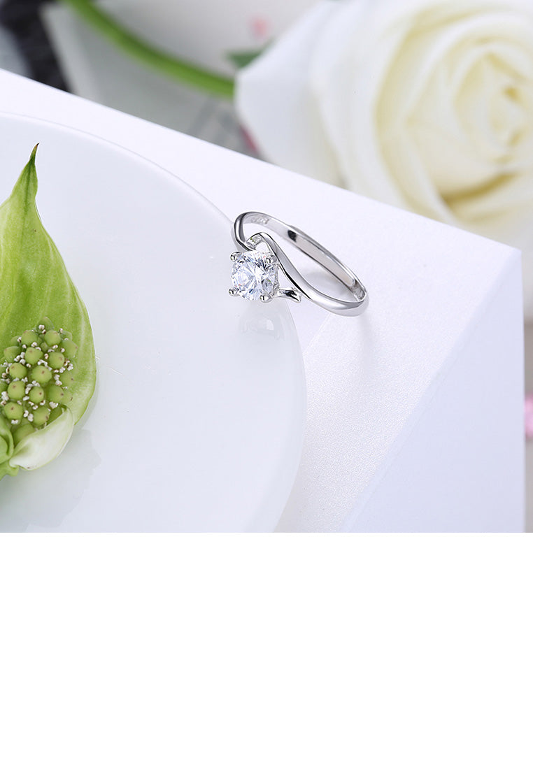 925 Sterling Silver Fashion Romantic Geometric Cubic Zircon Adjustable Ring