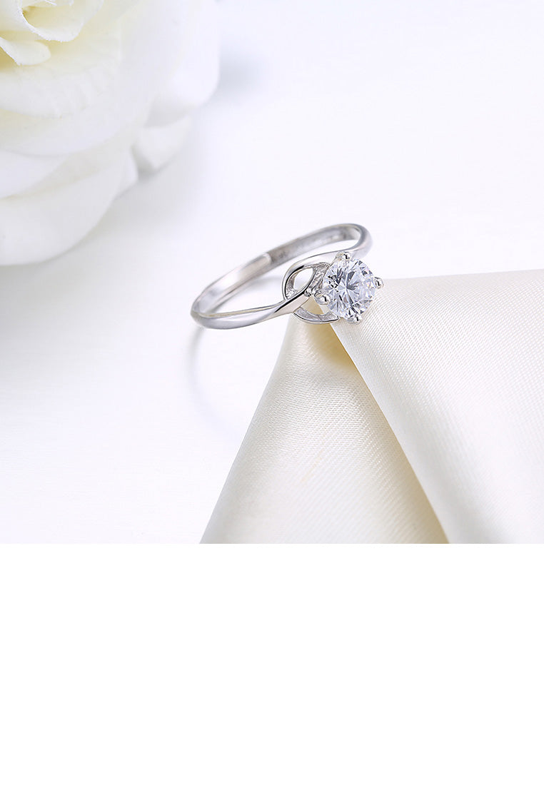 925 Sterling Silver Fashion Romantic Geometric Cubic Zircon Adjustable Ring