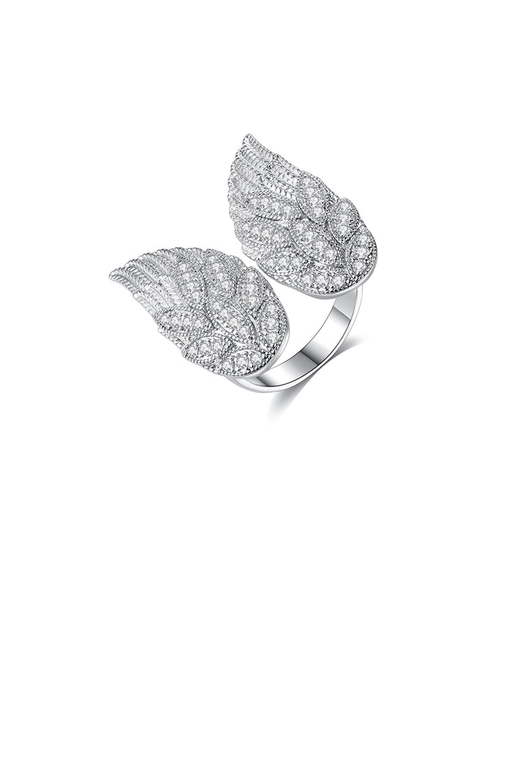 Simple and Fashion Angel Wings Adjustable Opening Ring with Cubic Zirconia - Luxurious Look