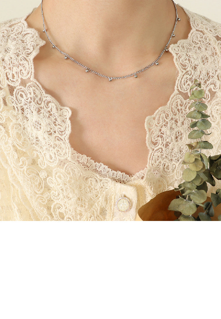 Fashion Simple 316L Stainless Steel Geometric Ball Necklace