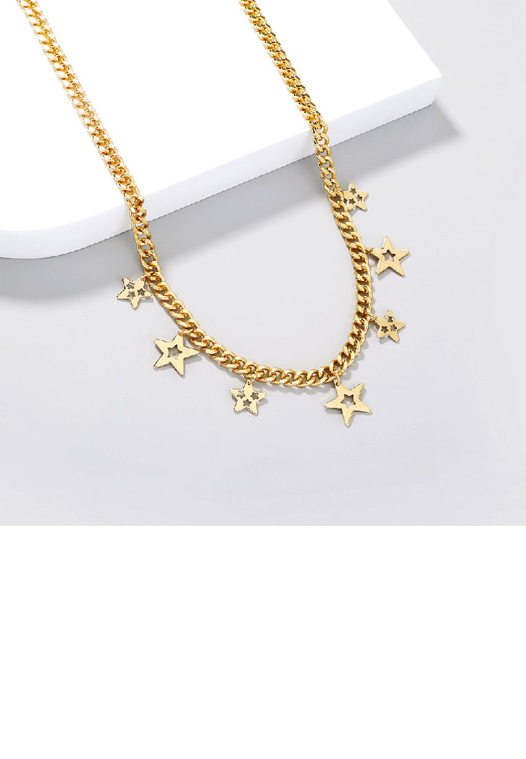Fashion Simple Plated Gold Star Necklace