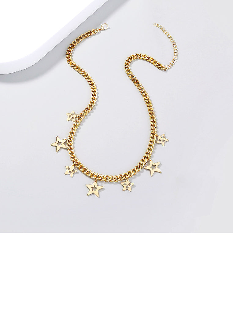 Fashion Simple Plated Gold Star Necklace