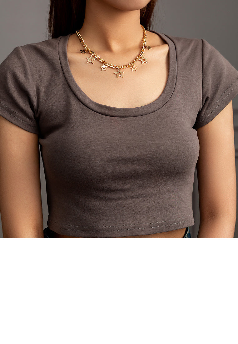 Fashion Simple Plated Gold Star Necklace