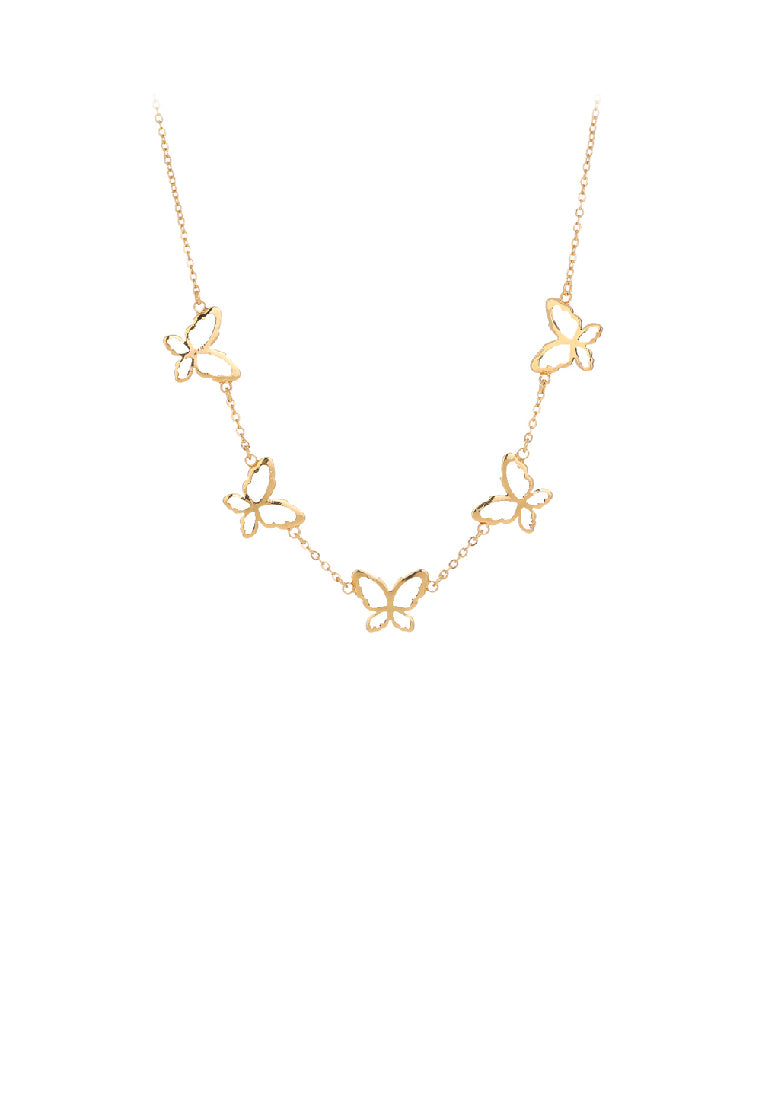 Fashion and Elegant Plated Gold Hollow Butterfly Necklace