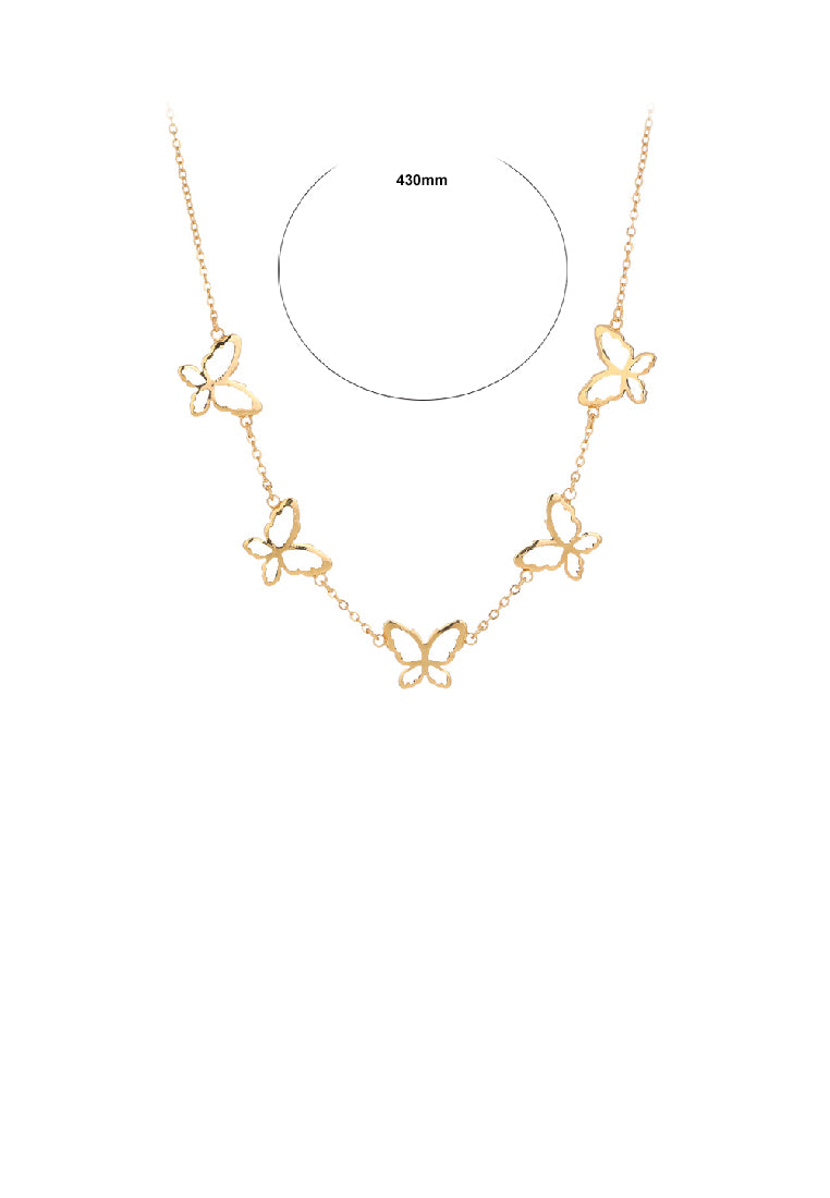 Fashion and Elegant Plated Gold Hollow Butterfly Necklace