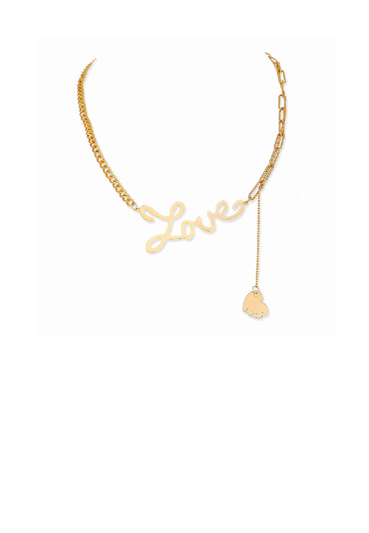 Fashion Temperament Plated Gold Love Tassel Heart Necklace