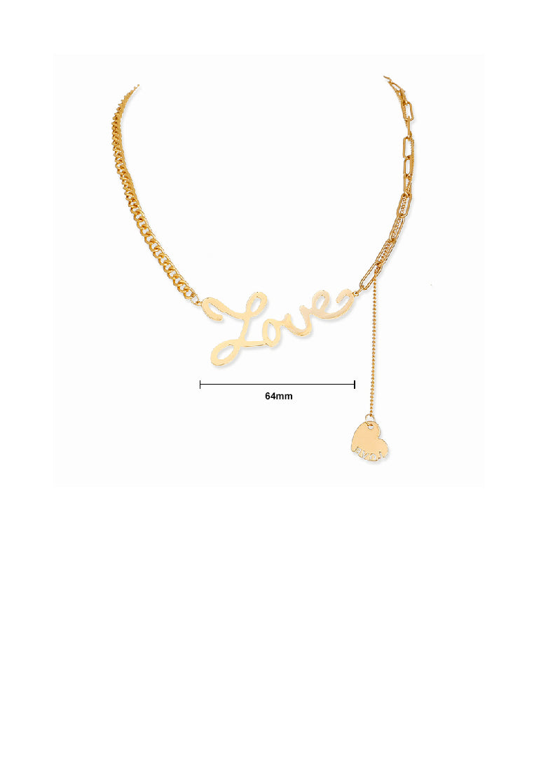 Fashion Temperament Plated Gold Love Tassel Heart Necklace