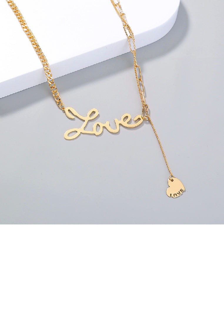 Fashion Temperament Plated Gold Love Tassel Heart Necklace