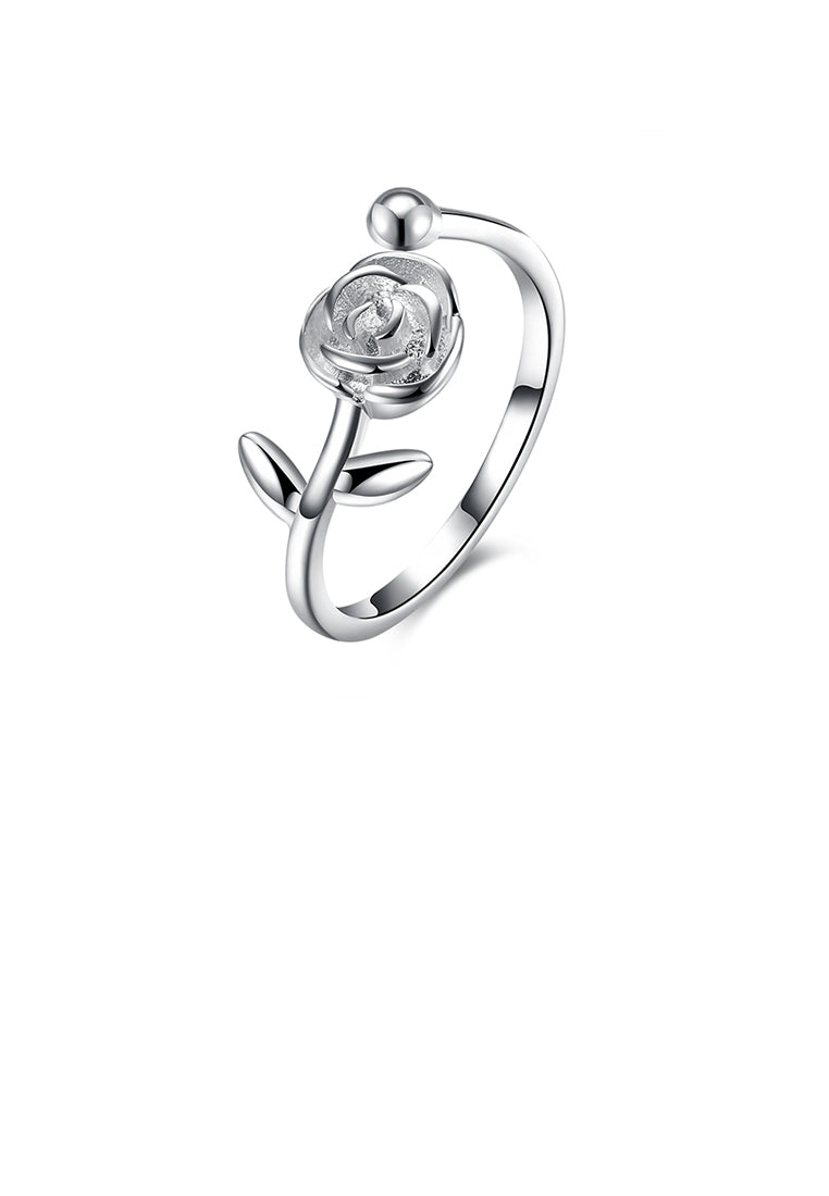 925 Sterling Silver Elegant Noble Fashion Romantic Rose Adjustable Opening Ring
