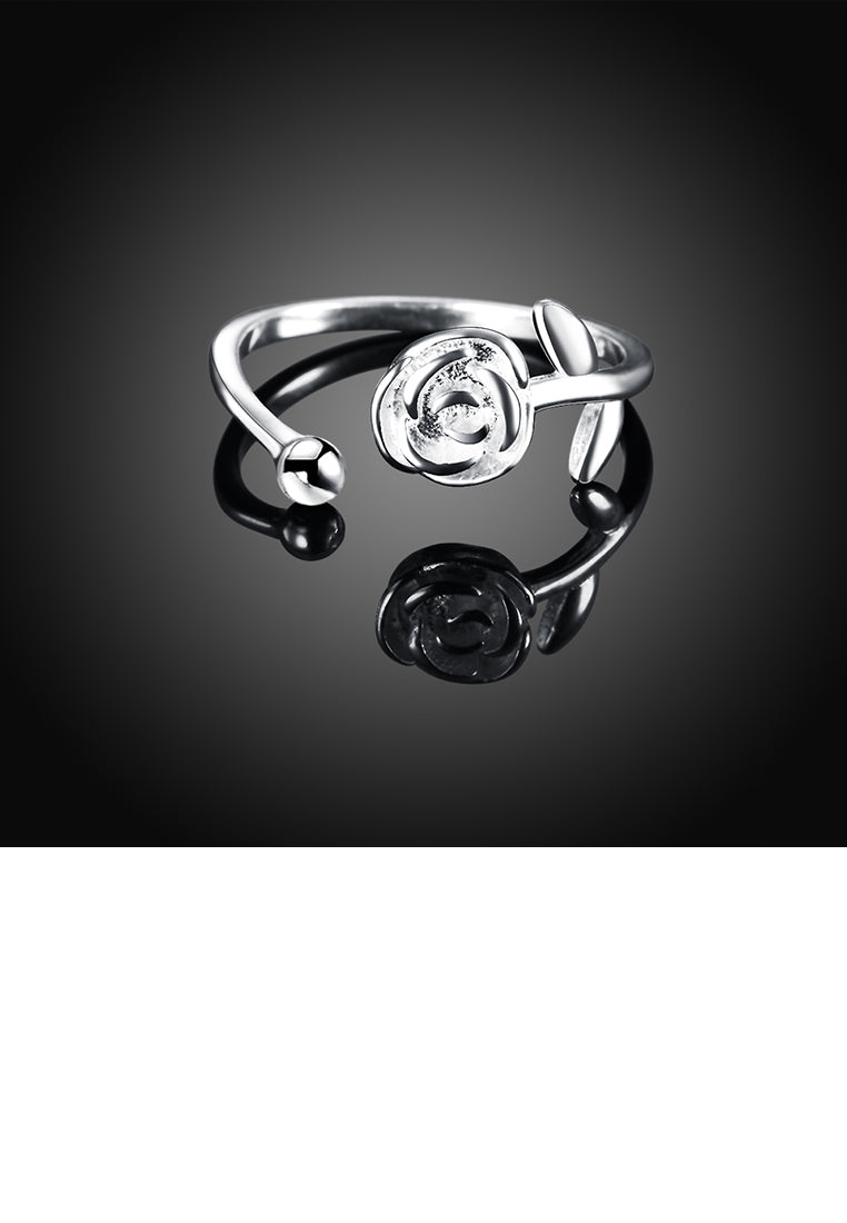 925 Sterling Silver Elegant Noble Fashion Romantic Rose Adjustable Opening Ring