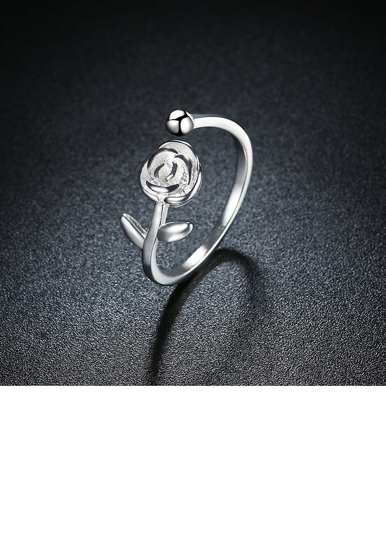 925 Sterling Silver Elegant Noble Fashion Romantic Rose Adjustable Opening Ring