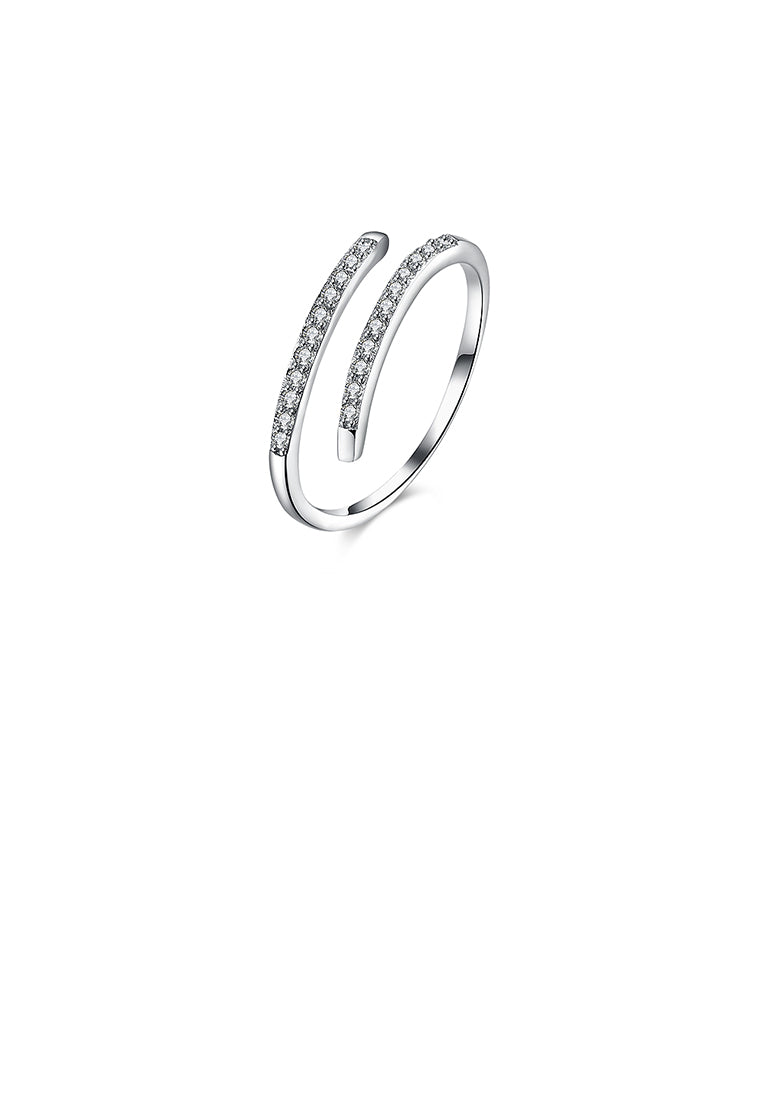 925 Sterling Silver Simple Open Ring with Cubic Zircon