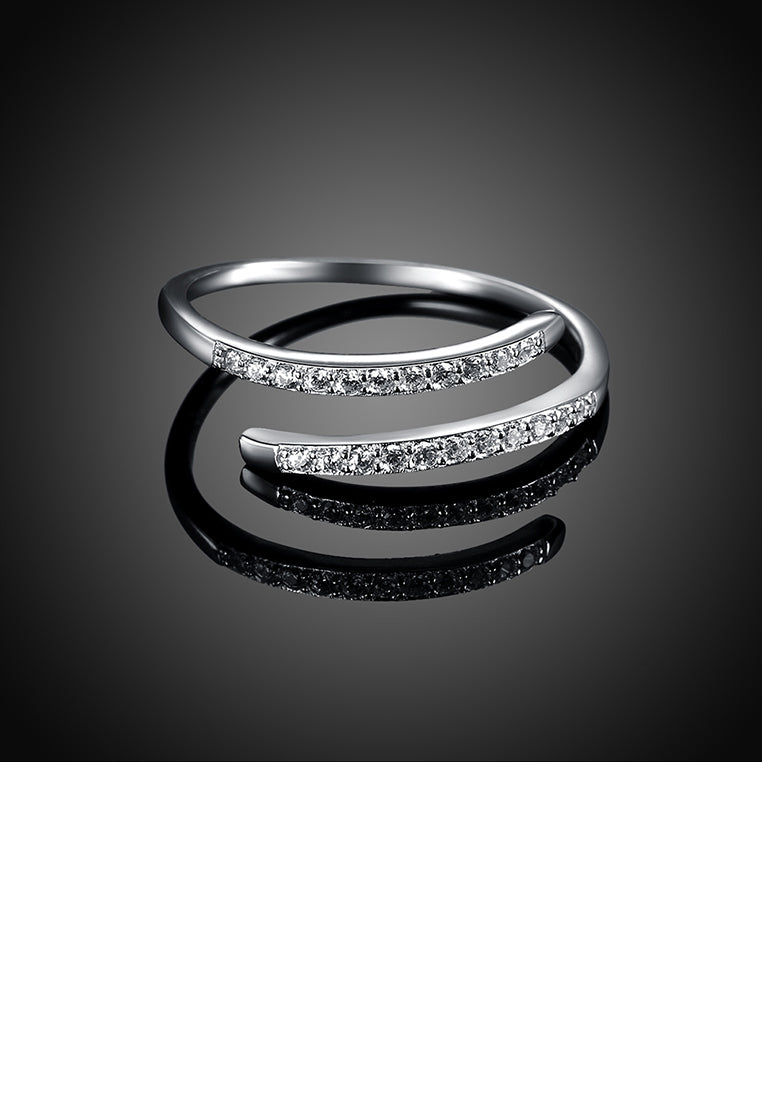 925 Sterling Silver Simple Open Ring with Cubic Zircon