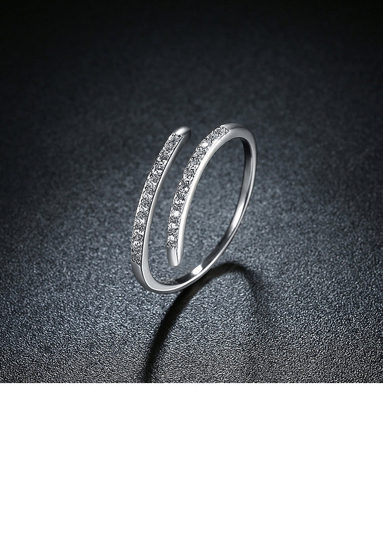 925 Sterling Silver Simple Open Ring with Cubic Zircon