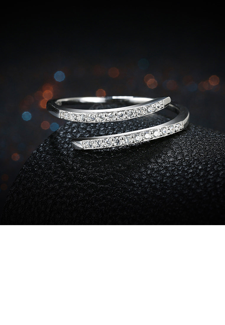 925 Sterling Silver Simple Open Ring with Cubic Zircon