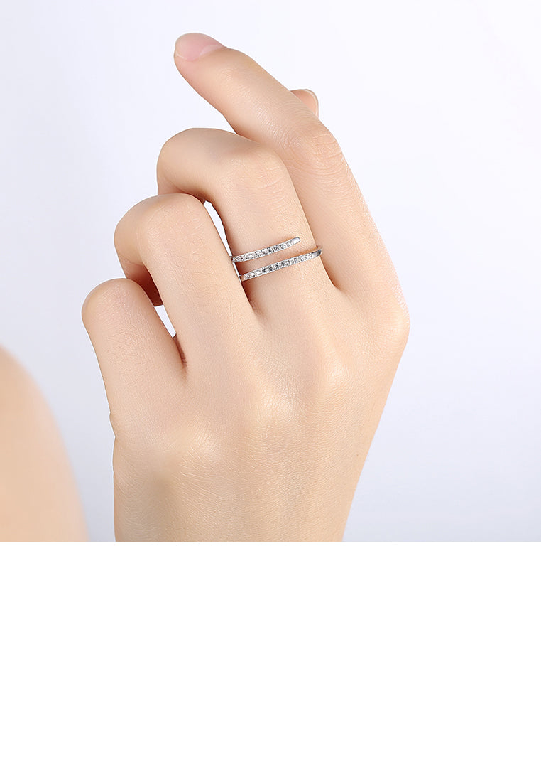 925 Sterling Silver Simple Open Ring with Cubic Zircon
