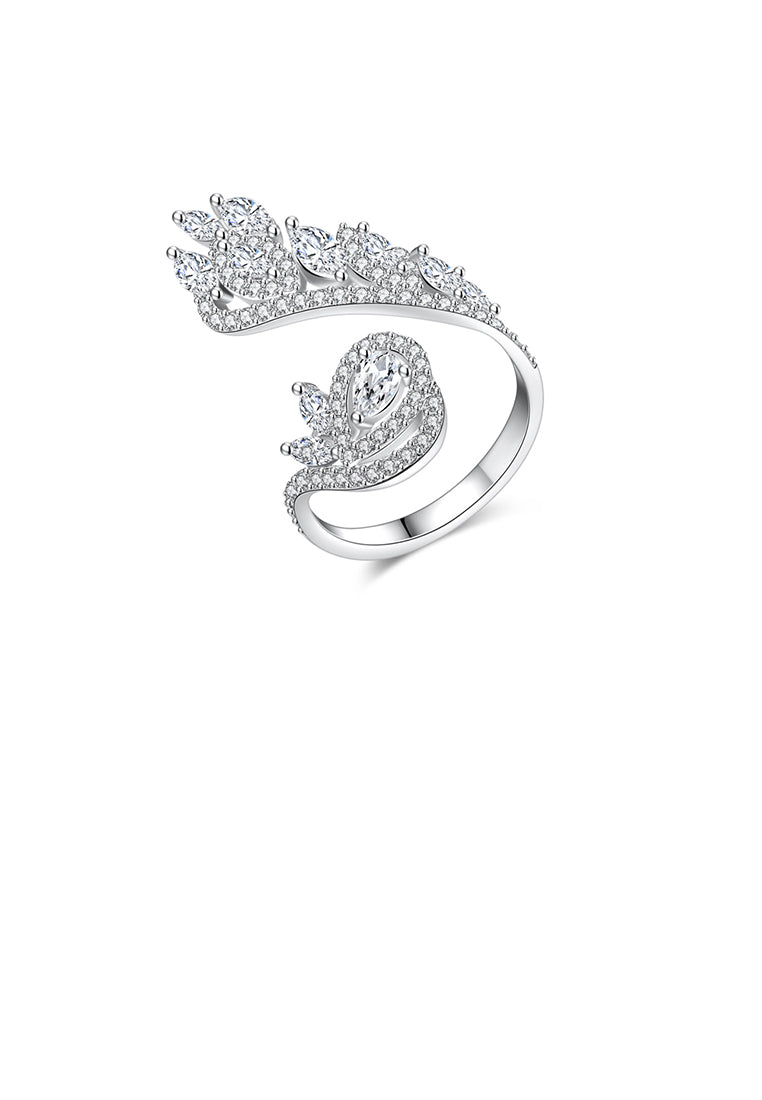 Simple Bright Geometric Pattern Cubic Zirconia Adjustable Open Ring - Luxurious Look