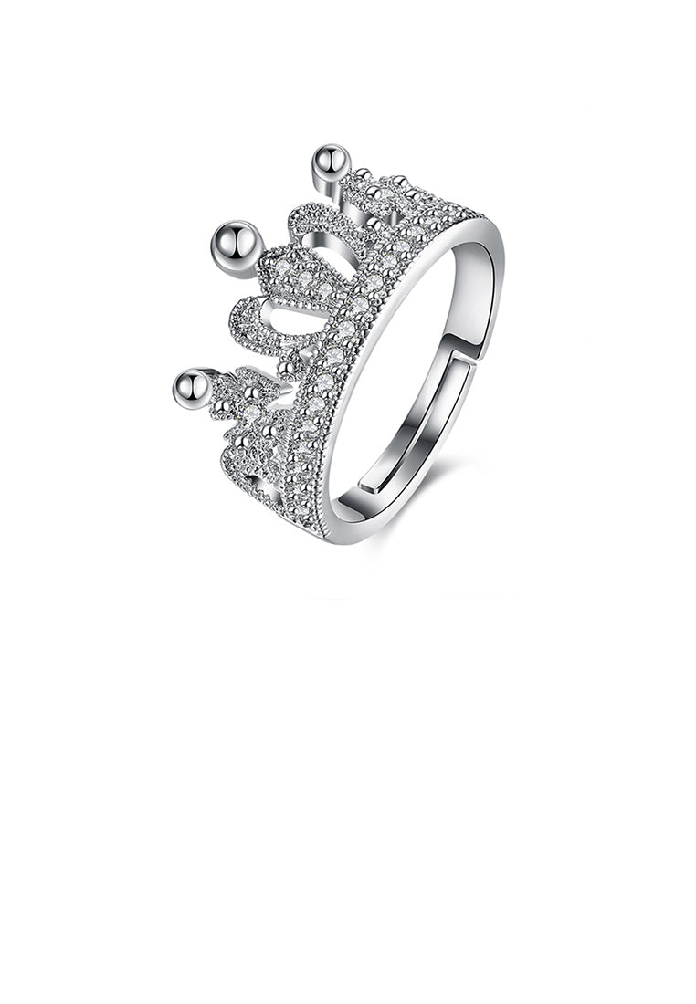 Noble and Bright Crown Cubic Zircon Adjustable Ring