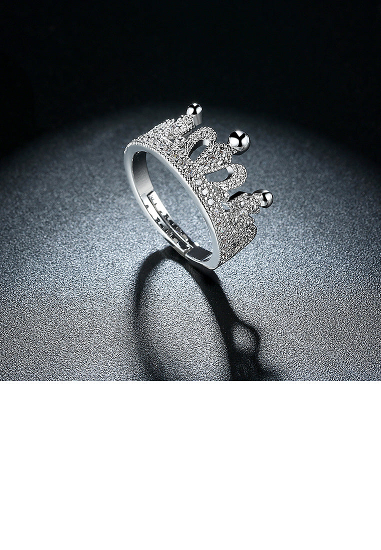 Noble and Bright Crown Cubic Zircon Adjustable Ring