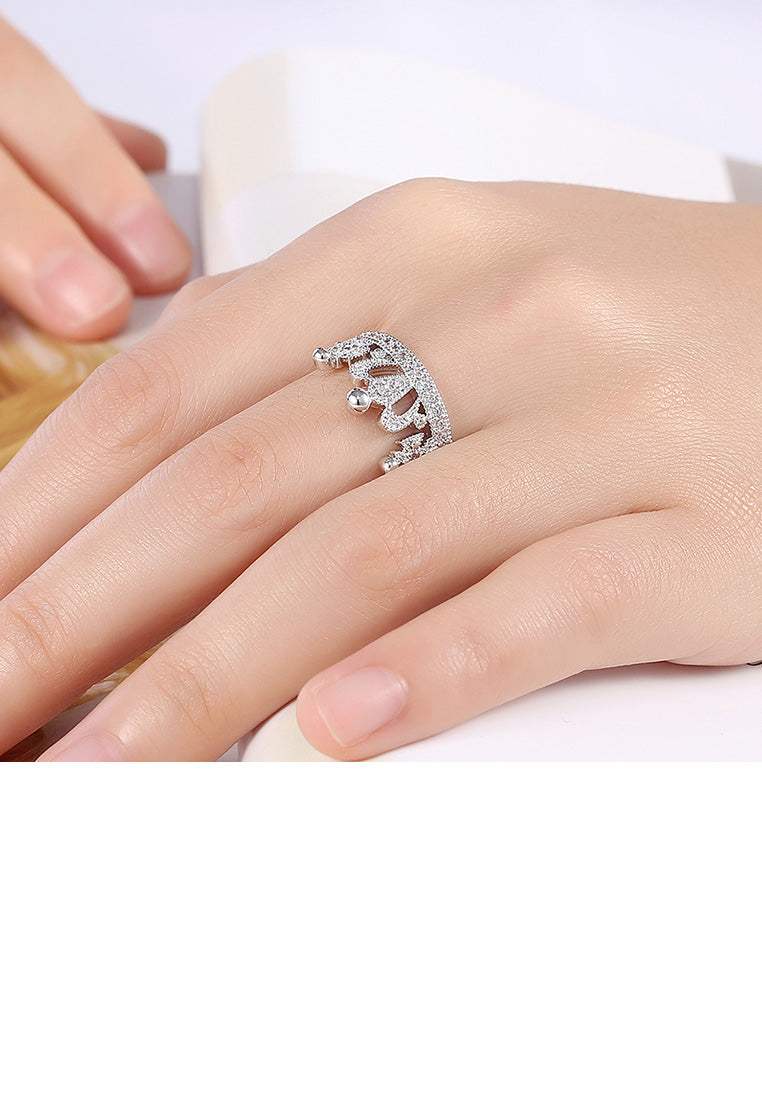 Noble and Bright Crown Cubic Zircon Adjustable Ring