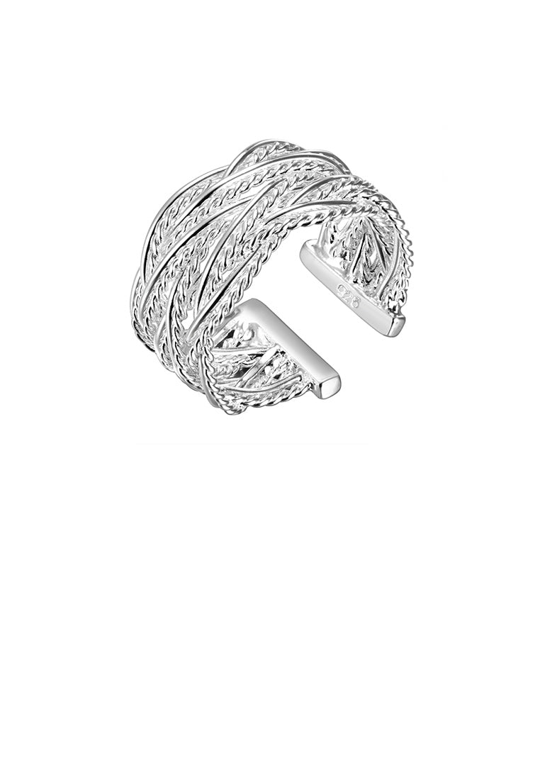 Simple Fashion Geometric Woven Mesh Adjustable Ring