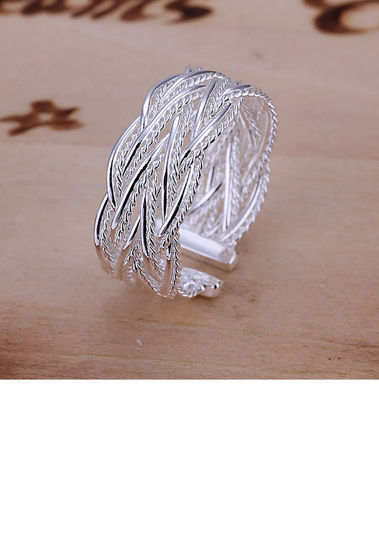 Simple Fashion Geometric Woven Mesh Adjustable Ring