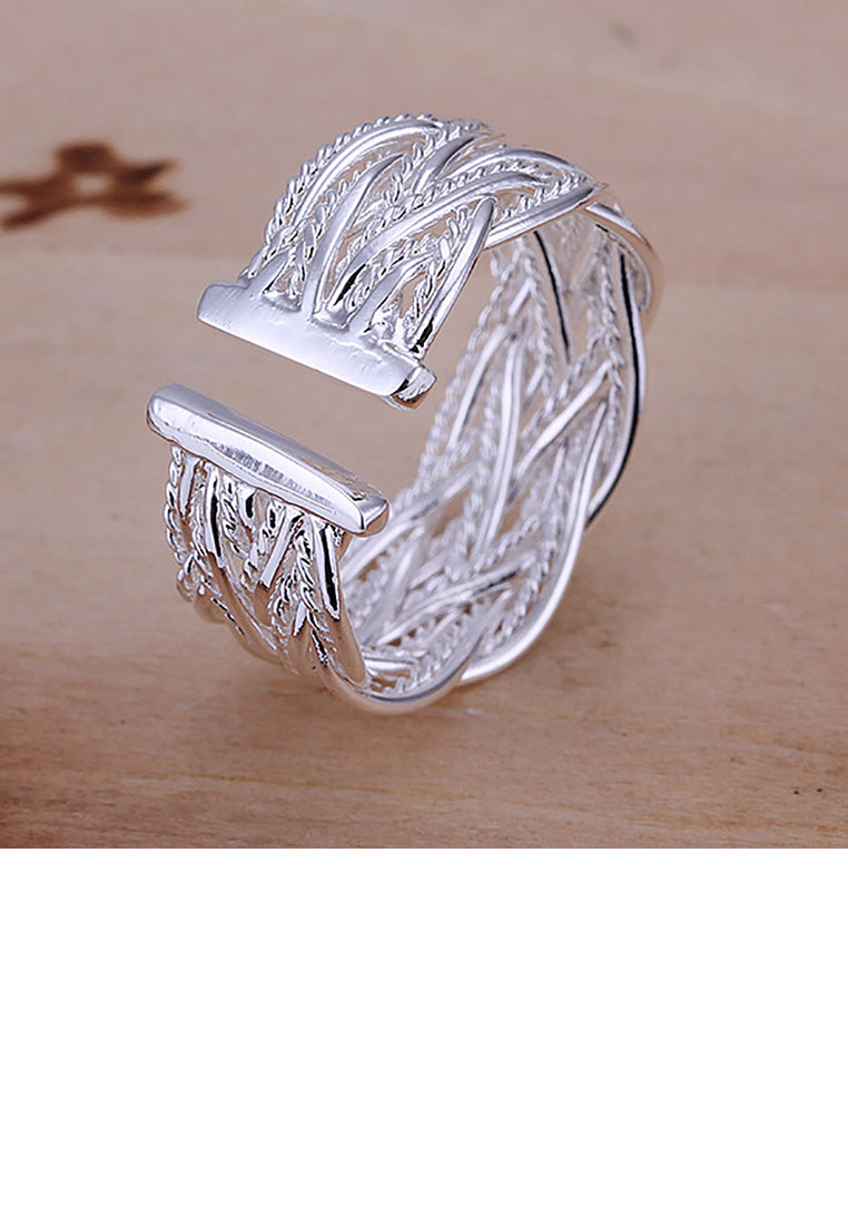 Simple Fashion Geometric Woven Mesh Adjustable Ring