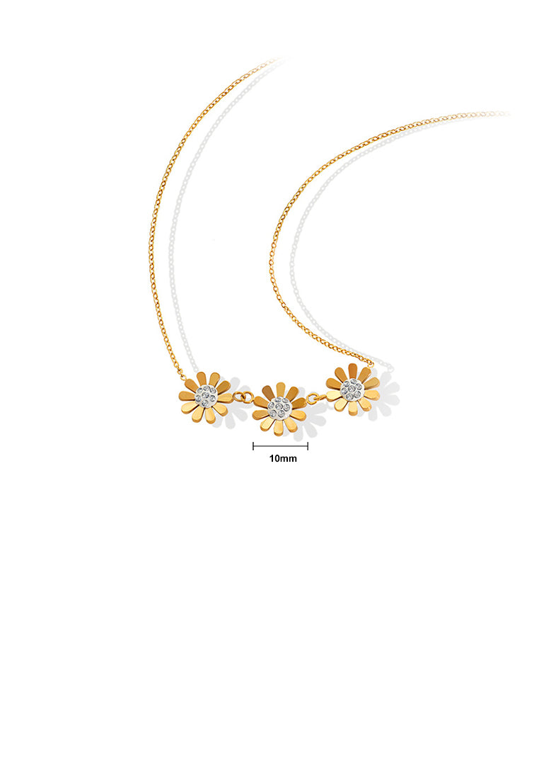 Fashion Temperament Plated Gold 316L Stainless Steel Dainty Necklace with Cubic Zirconia - Luxurious Look