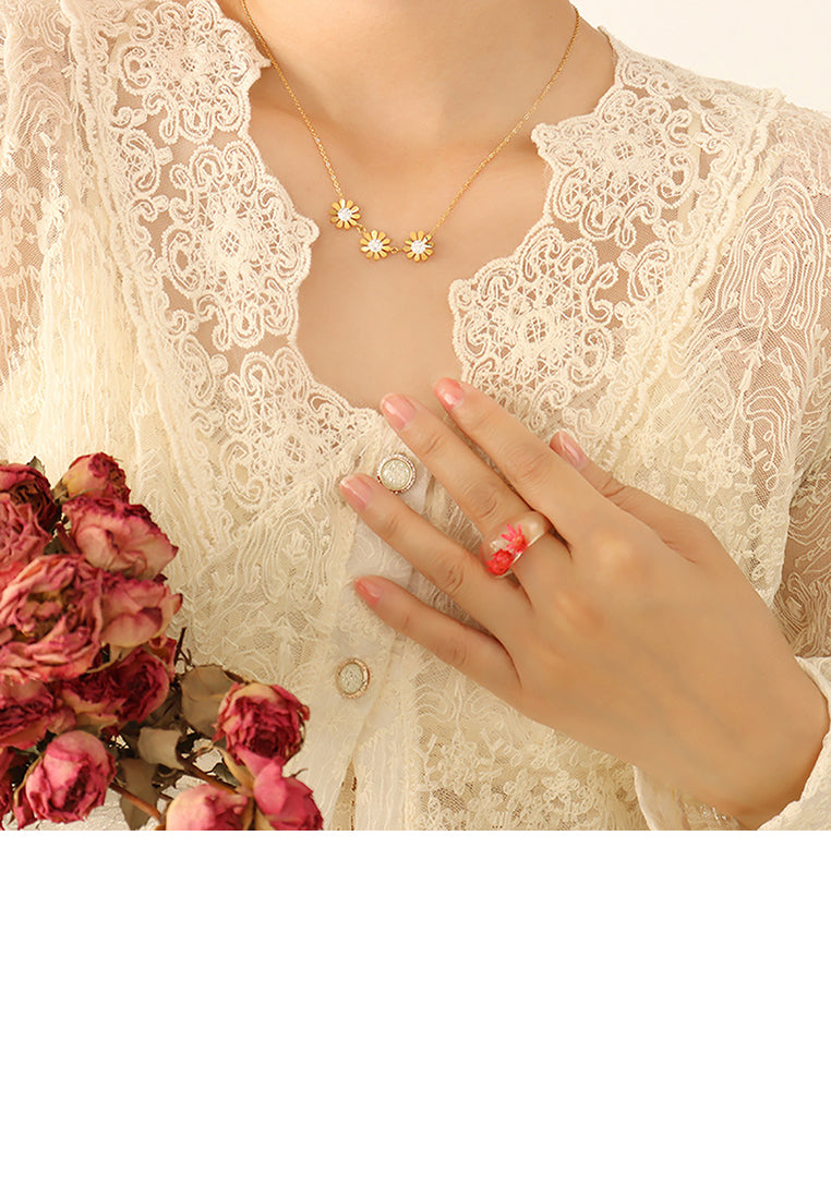 Fashion Temperament Plated Gold 316L Stainless Steel Dainty Necklace with Cubic Zirconia - Luxurious Look