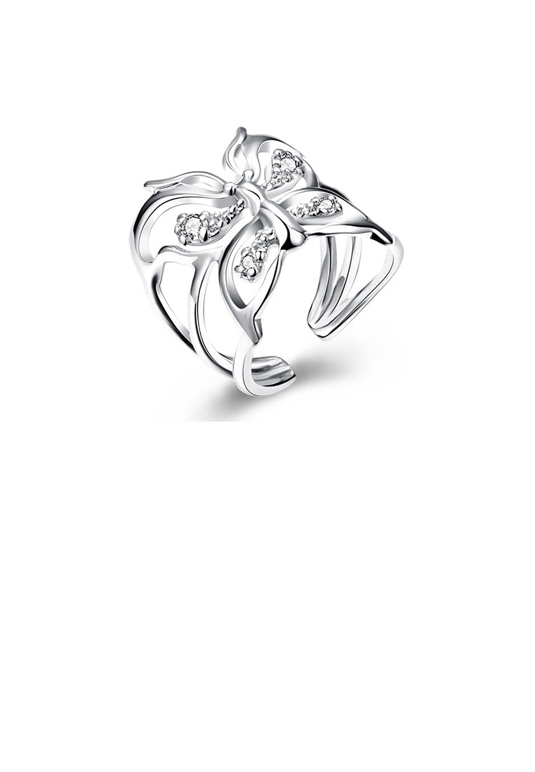 Elegant Butterfly Cubic Zircon Adjustable Split Ring