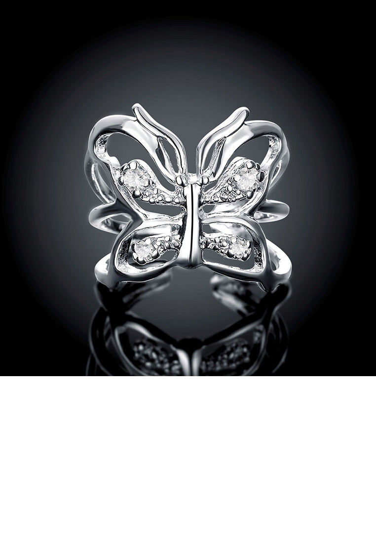 Elegant Butterfly Cubic Zircon Adjustable Split Ring