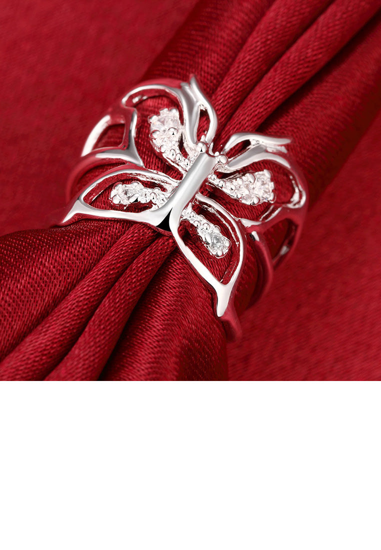 Elegant Butterfly Cubic Zircon Adjustable Split Ring