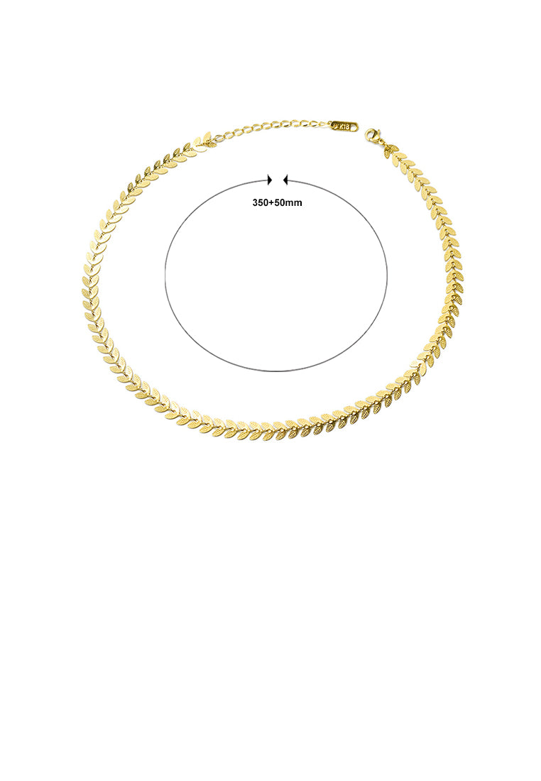 Fashion Elegant Plated Gold 316L Stainless Steel Leaf Short Necklace