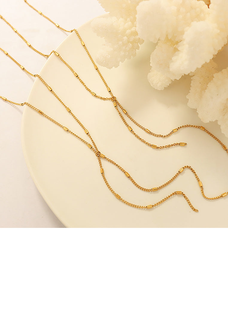 Simple Fashion Plated Gold 316L Stainless Steel Geometric Tassel Necklace