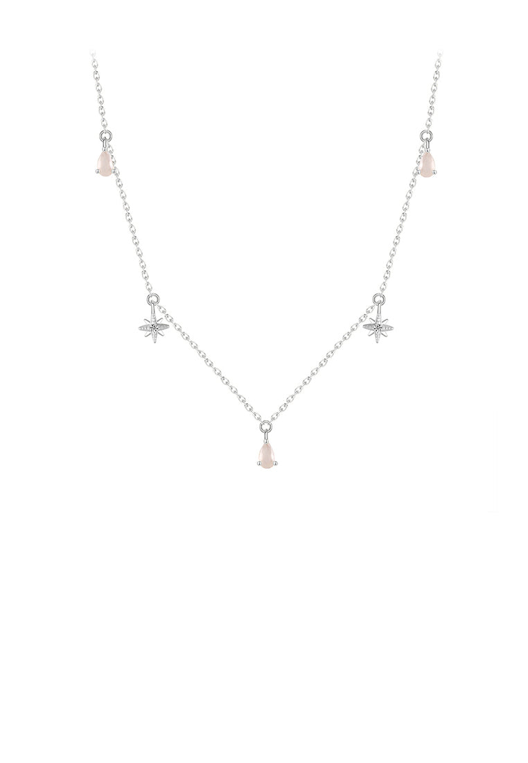925 Sterling Silver Simple Fashion Star Water Drop Necklace with Cubic Zirconia - Luxurious Look