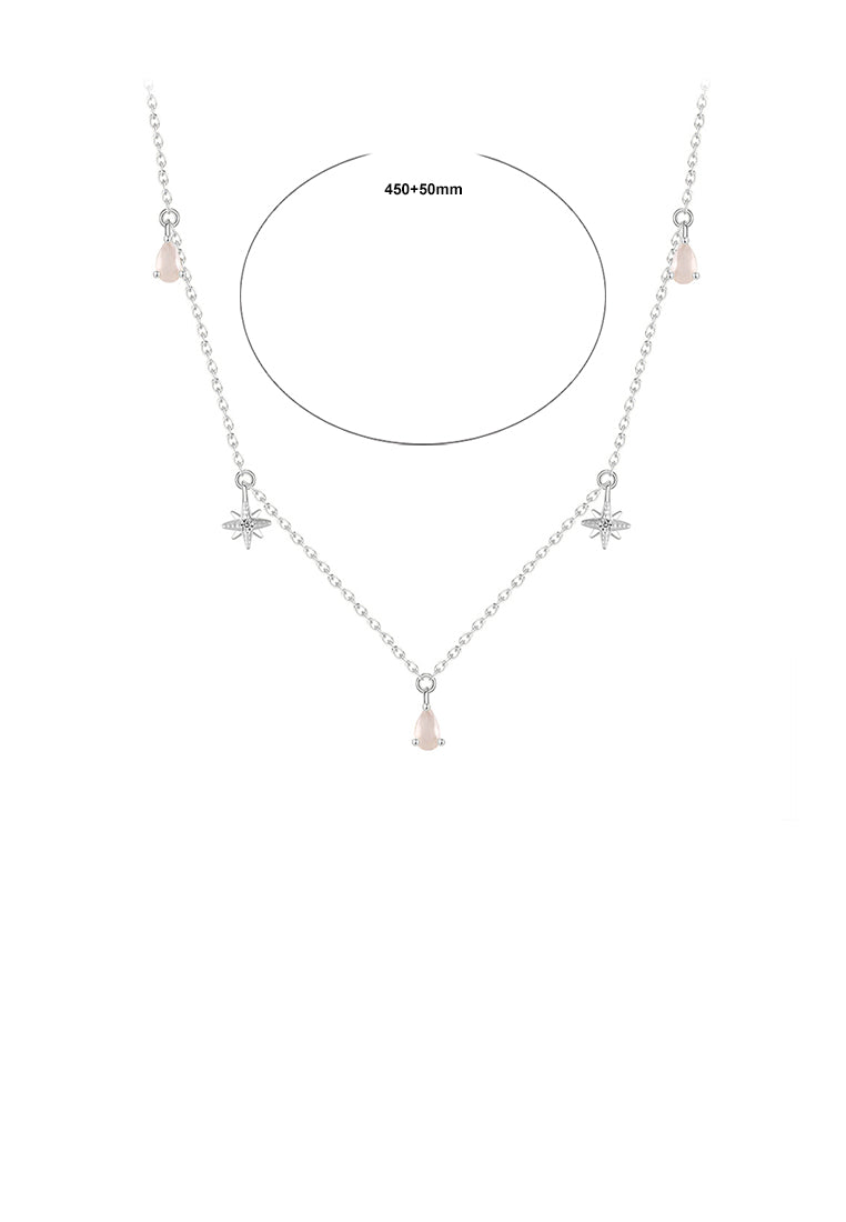 925 Sterling Silver Simple Fashion Star Water Drop Necklace with Cubic Zirconia - Luxurious Look
