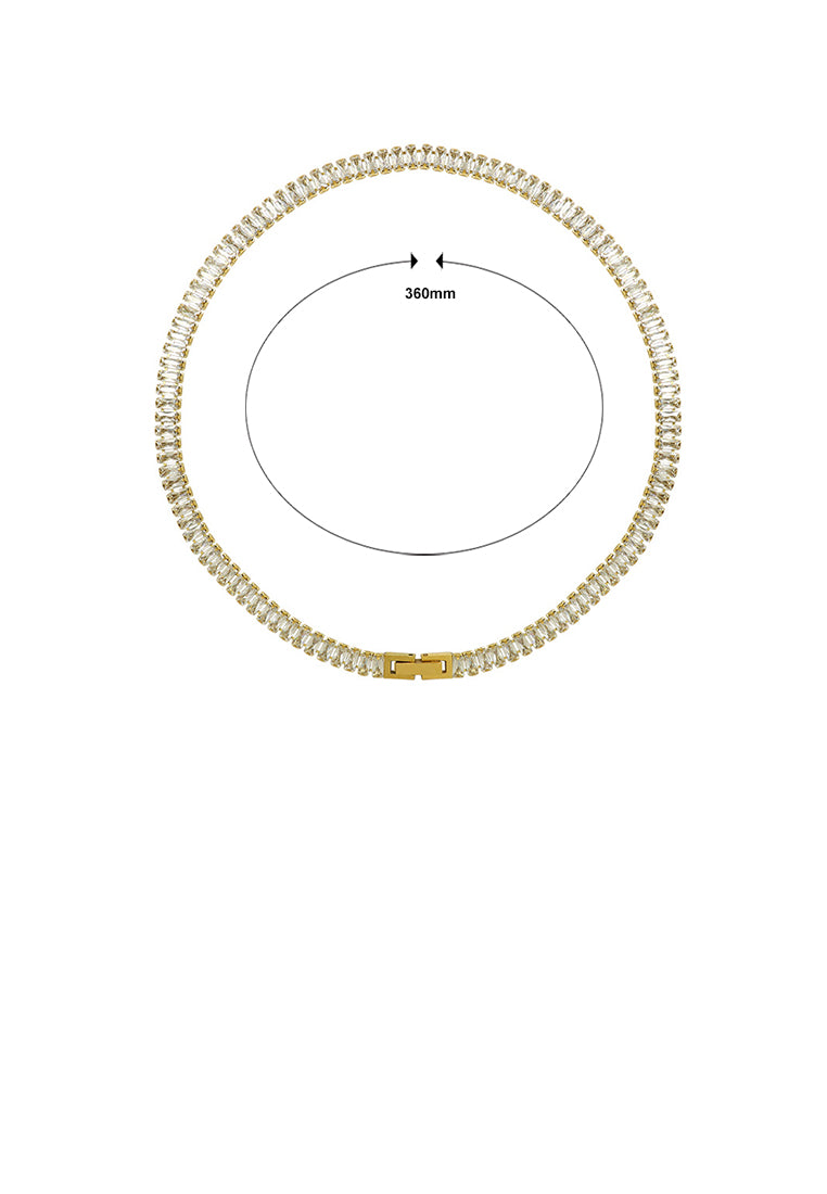 Fashion Bright Plated Gold 316L Stainless Steel Cubic Zirconia Geometric Necklace - Luxurious Look