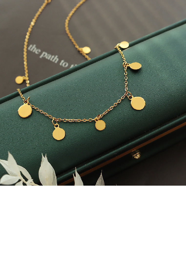 Fashion Simple Plated Gold 316L Stainless Steel Round Geometric Necklace