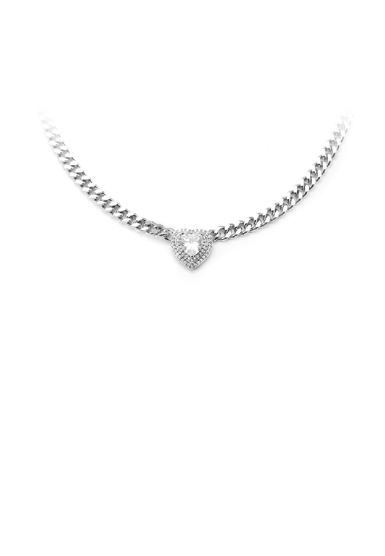 Fashion Simple Heart Necklace with White Cubic Zirconia - Luxurious Look