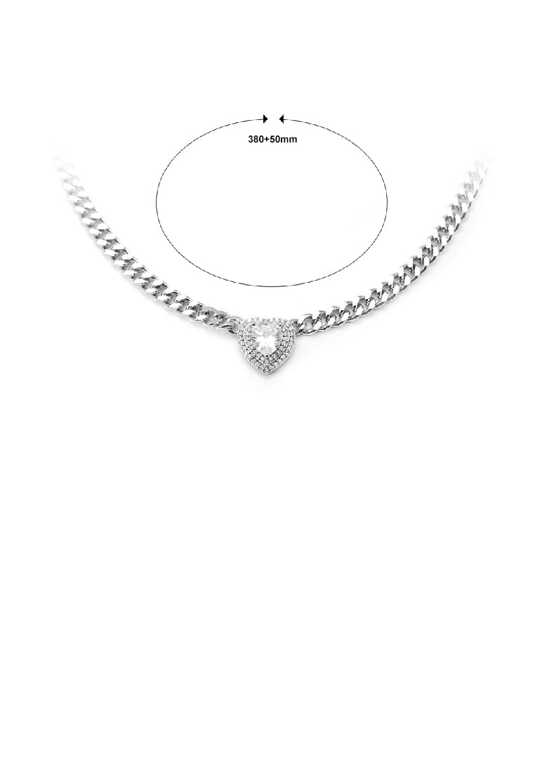 Fashion Simple Heart Necklace with White Cubic Zirconia - Luxurious Look