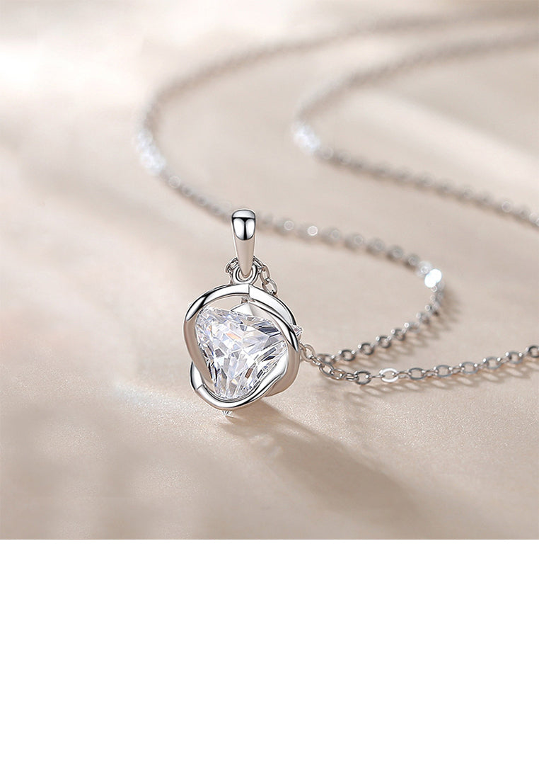 925 Sterling Silver Fashion Creative Planet Cubic Zirconia Pendant with Necklace - Luxurious Look