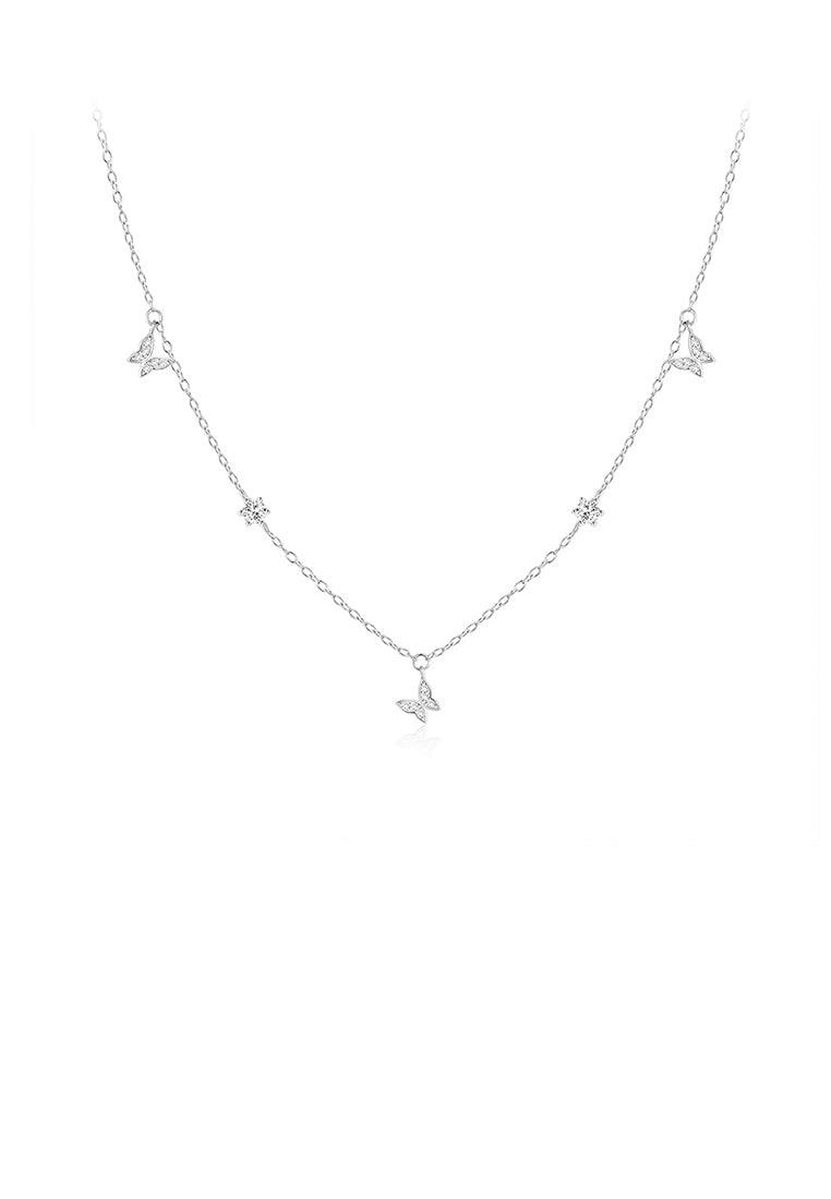 925 Sterling Silver Simple Temperament Butterfly Necklace with Cubic Zirconia - Luxurious Look