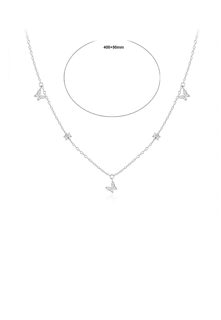 925 Sterling Silver Simple Temperament Butterfly Necklace with Cubic Zirconia - Luxurious Look