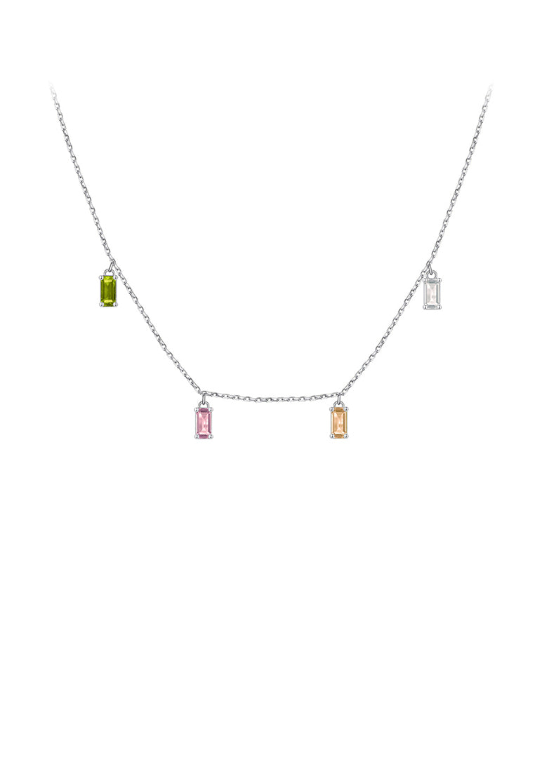 925 Sterling Silver Simple Temperament Geometric Square Necklace with Cubic Zirconia - Luxurious Look